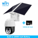P&auml;ikesekaamera Juhtmeta WiFi 4G P&auml;ikesepatarei toitega v&auml;listingimustes Turvakaitse J&auml;relevalve Videokaamera Nutikas kodu PIR-kaamera CCTV 【WIFI】1W mAh + 128G Card valge/must