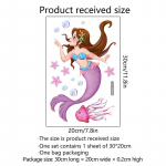 T256# Merineitsi printsessi meduus seinakleebis Vannitoa WC dekoor Elutoa kapp Kodukaunistuse kleebised Kaunista 20x30cm-PET