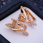 LSOOYH Clip K&otilde;rvar&otilde;ngad Roosa Kuld V&auml;rvi Mood Roosi Lilledega K&otilde;rvar&otilde;ngad Naistele Cubic Zirconia Hoop K&otilde;rvar&otilde;ngad Ehted A