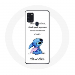Samsung Galaxy A21S &uuml;mbris Lilo ja Stitch Ohana Quote White