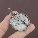 Natural Tree Of Life Rainbow Moonstone Copper Wire Wrap Pendant 2.29 a9p04