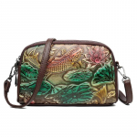 Kvaliteetne nahast k&auml;ekott Luksuslik disainer Retro etnilises stiilis 3D prinditud &otilde;lakott Moodne diagonaalne risti tasku telefonikott