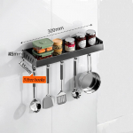 Punch-free k&ouml;&ouml;giriiul riiul Uus seinale kinnitatav Multifunktsionaalne maitseaine s&ouml;&ouml;gipulgad Hoiutoru Sein K&ouml;&ouml;gitarvikud 30cm must