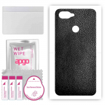 apgo Protective Skin Sticker for the back compatible with Oppo A12, Wrap Film, Foil, Vinyl - Pattern Black Leather