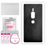 apgo Protective Skin Sticker for the back compatible with Sony Xperia XZ2 Premium, Wrap Film, Foil, Vinyl - Pattern Black Leather