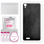 apgo Protective Skin Sticker for the back compatible with Doogee X100, Wrap Film, Foil, Vinyl - Pattern Black Leather