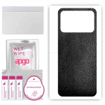 apgo Protective Skin Sticker for the back compatible with Xiaomi Poco C40, Wrap Film, Foil, Vinyl - Pattern Black Leather