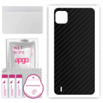 apgo Protective Skin Sticker for the back compatible with Wiko Y62 Plus, Wrap Film, Foil, Vinyl - Pattern Carbon Black