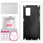apgo Protective Skin Sticker for the back+sides compatible with Oppo A96 4G, Full Wrap Film, Foil, Vinyl - Pattern Black Leather