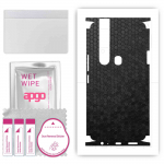 apgo Protective Skin Sticker for the back+sides compatible with Tecno Camon 15 Pro, Full Wrap Film, Foil, Vinyl - Pattern Black Honeycomb