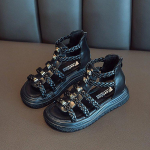 Suvine uus mood avatud varbaga Printsessikingad Pehme tallaga lastejalatsid Rooma kingad T&uuml;drukute sandaalid 26 must