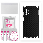 apgo Protective Skin Sticker for the back+sides compatible with Samsung Galaxy M32 5G, Full Wrap Film, Foil, Vinyl - Pattern Carbon Black