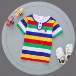 Lasteriided Suvised Laste l&uuml;hikeste varrukatega T-s&auml;rgid poistele ja t&uuml;drukutele, Keskmised ja Suured Laste Puhaspuuvillased triibulised POLO s&auml;rgid 90cm