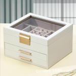 Skylight jewelry storage box necklace earrings earrings exquisite jewelry box gold jewelry box drawer type