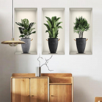 3 lehte Roheliste taimede potitaimede seinakleebis 3D valeakna seinakleebised 22*43cm*3pcs