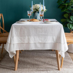 Prantsuse volangiga puuvillane valge laudlina, teelaua kaunistus, ristk&uuml;likukujuline lauakate k&ouml;&ouml;ki, pulma, s&ouml;&ouml;gipidu kaunistamiseks 120X120cm