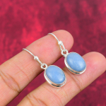 Angelit K&auml;sitsi Valmistatud Gemstone K&otilde;rvar&otilde;ngad, 925 Prooviga Tahke Sterling H&otilde;bedast K&otilde;rvar&otilde;ngad, Unikaalse Disainiga Ehted K&otilde;rvar&otilde;ngad 1.50 Inches sinine