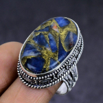 Copper Sodalite Gemstone 925 Sterling Silver gift Jewelry Ring Size 8 Q9M85