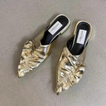 Mood Naiste Suvine Uue Mood Plisseeritud Disainer Lameda Muula Seksikas Terava Varbaga Slip-on &Otilde;ue Kleit Peo Naiste Sandaalid 40 kuld