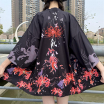 Jaapani lill Flower Beach valge kimono naiste yukata mantel traditsioonilise r&otilde;ivaga &uuml;ler&otilde;ivad 4XL