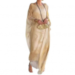 Naiste maksikleit, lendav &uuml;mmargune kaelus, ebakorrap&auml;rased nahkhiirevarrukad, kahekihiline marmorist tekstuur, tr&uuml;kitud suure pahkluu pikkusega vabaaja maxi kleit L sinine