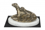 Weimaraner, Grey Ghost - dog figurine, statue on white marble, trophy for Art-Dog dog show exhibition