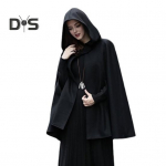 Talvine naiste kuub kapuutsiga Keskaegne retro keep Gooti soojas Sall P&otilde;lvepikkus Lahtine jope paks &uuml;he nupuga suletav &otilde;ues pont&scaron;o piraat M sinine