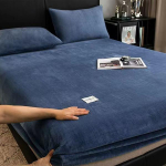 Kuum talvine soe flanell-fliisist voodipesu kaheinimesevoodile, queen/king size, k&otilde;ikeh&otilde;lmav madratsikate Bed sheet (220x200x25cm) sinine