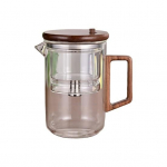 Yousheng 550/750 ml teekann infusiooniga Puidust k&auml;epidemega teekann Borosilikaatklaasist teekann Veeeraldustehnoloogia Tilguvaba tila Easy Care Teekann 550ML