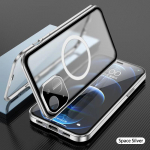 360&deg; magnetiline Magsafe &uuml;mbris iPhone 16 15 14 13 12 Pro Max Plus jaoks alumiiniumsulamist HD-klaasist t&auml;isekraaniga suletud metallist kaitsekate For iPhone 14