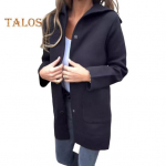 Naiste Villane Jakk Kapuutsiga &Uuml;hev&auml;rviline &Uuml;he Rinnaga L&uuml;hike/Keskmise Pikkusega Termiline Pikkade Varrukatega T&ouml;&ouml;le K&auml;imiseks Kohtinguks Kevad S&uuml;gis Talv &Uuml;ler&otilde;ivas XXXL must