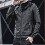 Meeste nahkjakk PU-nahkjakk Meeste kapuutsiga Slim Fit Korea stiilis Mootorratta vabaaja jakk 4XL