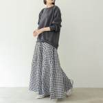 Lotte Hot Summer Japanese Elastic Loose Plaid Skirts Splicing Large Swing Long Half Body Skirt for Women L must