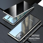 Kahepoolne metallist &uuml;mbris Samsung Galaxy S23 S22 Ultra S21 Plus S20 FE Note 20 jaoks. Privaatsusevastane magnetiline karastatud klaasist kate For S23 h&otilde;be