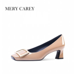 Luksuslikud nahast k&otilde;rged kontsad naistele 2024 Uus Suvi Ruudukujuline varvas Prantsuse Temperament Pumbad Kontorisse Nude &Uuml;he kingad T&uuml;drukutele 35