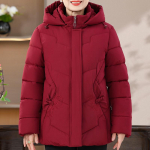 Suures suuruses 2XL-7XL Keskealised naiste talvemantlid Kapuutsiga Paksud soojad l&uuml;hikesed parkad Elegantsed avarad &uuml;ler&otilde;ivad Naiste jakid 2XL punane