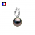 Compagnie G&eacute;n&eacute;rale des Perles &ndash; teemantripats 0,10 Ct ehtsa Tahiti p&auml;rli &uuml;mmargune 10&ndash;11 mm 18K valge kuld &ndash; naiste ehted