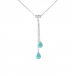 PERLINEA - Collier Toi & Moi Perle de Culture d'Eau Douce AAA+ - Poire 7-8 mm - Bleu Turquoise - Argent 925 Milli&egrave;mes - Bijoux Femme