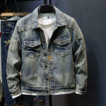 Reversiga Mootorrattajakk Meeste Isikup&auml;rane Retro Slim Mood Ameerika Vabaaja Denim &Uuml;laosa M