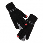 1 paar naiste talvekindaid žakaarpaksendatud kootud viie s&otilde;rmega puuteekraan Multikas Kasside sisekujundus Libisemisvastane k&uuml;lma ilmaga s&otilde;itmine golfi suusatamine punane