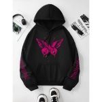 Liblika- ja kirjatr&uuml;kiga n&ouml;&ouml;riga kapuuts, vabaaja pikkade varrukatega Kangaroo taskukapsliga pusa, naiste riided S