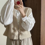 Prantsuse V-kaelusega kootud vestiga kardigan naiste &uuml;ler&otilde;ivastele Virnastatud l&uuml;hike kampsun vest S