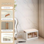 Virnastatavad kaanega hoiukastid, plastikust kokkupandav hoiukapp, kokkupandav kokkupandav kasti organiseerija/hoiukonteinerite k&auml;ru ratta ja topeltuksega 29cm 1 layer valge