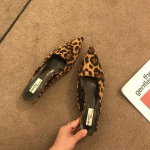 Kevadised Terava Ninaga Mulesid Moodsad Leomustrilised Naiste Sussid Vabaaja Naiste Jalan&otilde;ud Naiste Madalate Kontsadega Elegantne Daamide V&auml;ljasliugurid 35 leopard