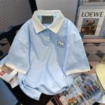 Preppy Style Kawaii magusad T-s&auml;rgid Naiste Jaapani mood Harajuku lapitehnika Armsad koerte tikandiga T-s&auml;rgid Pehme iluv&otilde;re S sinine