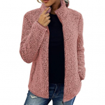 Naiste talvejope topelttaskutega Paks fliisist t&otilde;mblukuga suletav kardigan pikkade varrukatega, soe tuulekindel soojust hoidev v&auml;lismantel S roosa