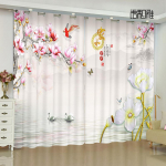2 paneeliga Uus Hiina Kardin Lill Linnu Maastikumaal Prinditud Kardin Magamistoa Elutoa K&ouml;&ouml;gi Akna jaoks cortinas 135W185H(CM)53x73in&rod pocket