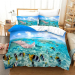 Laste multifilm Ookeanikala tekikate Mikrofiibrist mereteemaline voodipesukomplekt Sea Underwater World Tekikate kuninganna poistele T&uuml;drukutele 70x133cm 2pcs