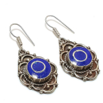 Natural Lapis Lazuli Gemstone Handmade Jewelry Earring 1.81 h1o40