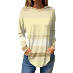 Moodsad naiste vabaaja pikkade varrukatega kaelusega tr&uuml;kitud topid L sinine